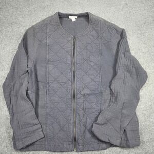 J. Jill Quilted Zip Front Jacket in Gray